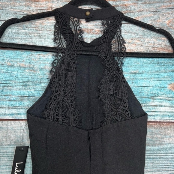 Lulus Lace Halter Dress S Black NWT Y2K Fitted Party Holiday Cocktail Coquette - Picture 9 of 9